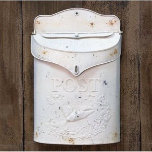 White Metal Post Box *New Farmhouse Decor Trend**   201784046652